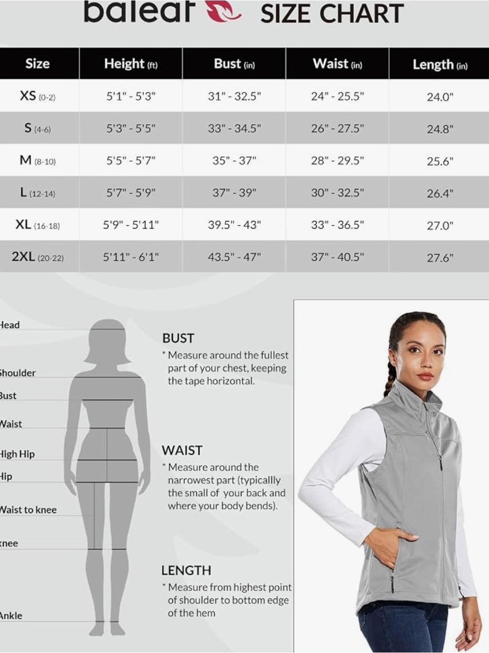 Baleaf Light Gray Women’s Softshell Vest - L - Picture 9 of 11